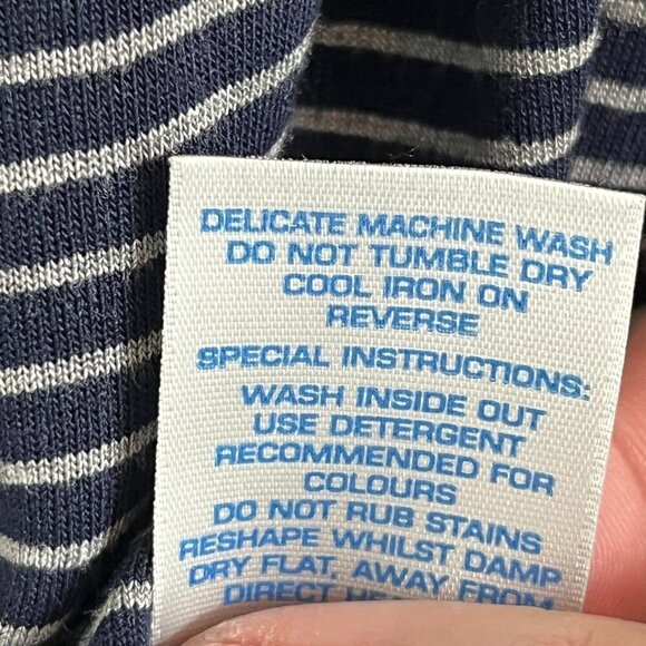 Boden Long Sleeve Super Soft Jersey Knit Top Blue White Stripe Size 12 - Picture 6 of 6